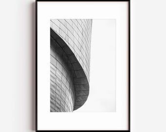 Póster de arquitectura, fotografía en blanco y negro para descargar, arte mural imprimible, foto de edificio para decoración de sala de estar