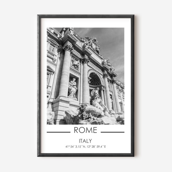 Italian Travel Print, Rome Wall Art, Minimalist Trevi Fountain Poster, Neutral Italy Photography, Modern Wall Decor