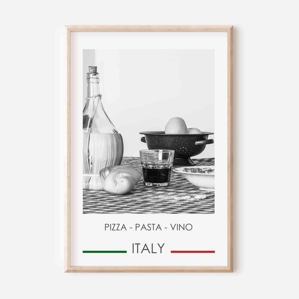 Retro italian kitchen poster, Italian food print, Pizza Pasta Wine wall art, Italy photo poster, Italy travel print, Retro wall art
