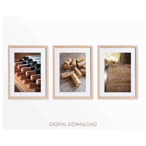 Wine Wall Art Set of 3 - Printable Wine, Prints for Dining Room, Wine decor Poster, Gallery Wall Art, Digital Download Photo