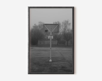 Basketball Hoop Wall Art, Basketball Print, Black and White Photo, Sport Print, Digital Wall Art, BW