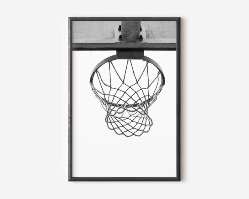 Basketball Hoop Wall Art, Basketball Print, Black and White Photo, Sport Print, Digital Wall Art
