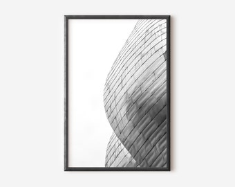 Impresión de arquitectura moderna: Fotografía de edificio en blanco y negro (descarga digital)