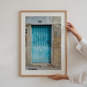 Rustic Blue Door Photography Print: Vintage European Wall Art (Digital Download