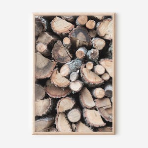 Log Pile Print: Rustic Tree Rings Farmhouse Wall Art (Digital Download)