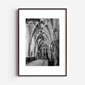 Cathedral Cloister Print: Black and White Church Photography (Instant Download)
