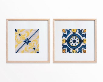 Conjunto de Impressões de Azulejos de Lisboa: Fotografia de Portugal, Arte em Azulejos Azuis (Download Digital)