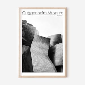 Bilbao Guggenheim Museum Poster: Black and White Architecture (Digital Download)