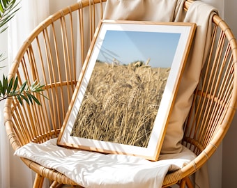 Wheat Field Photo Download, Rustic Farm Landscape Wall Art, Golden Wheat Printable Nature Scene