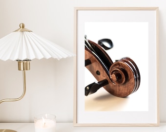 Violin Scroll Art Print: Music Room Decor, Photography (Digital Download)