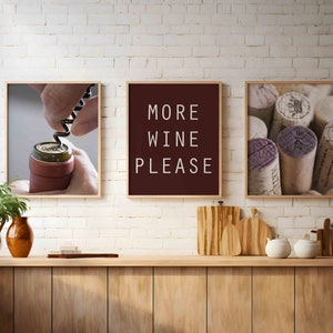 Kitchen Wall Decor Winery Photography Prints, Wall Art Prints for Wine Gallery Wall Set of 3, Instant Digital Download, Wine Poster