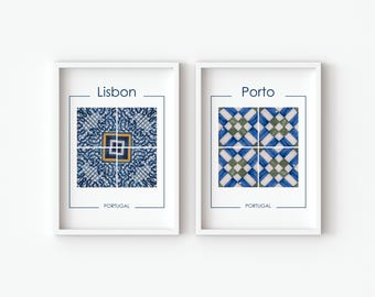Gravuras em Azulejos Portugueses: Arte Mural do Porto e Lisboa (Download Digital Conjunto de 2)