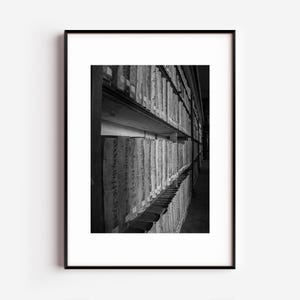 Old Books in Library Image, Black And White Photo Instant Digital Download, Wall Art Print, BW Photography