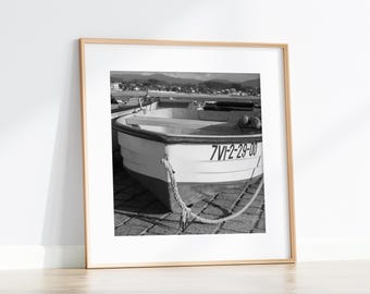 Boot Poster: Schwarz weiss Küsten Fotografie (Digitaler Download)