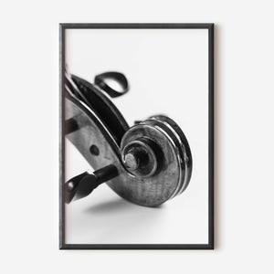 Black and White Violin Photo, Musical Instrument Photography Poster, Music Print, Violin Wall Art, Digital Download, Printable