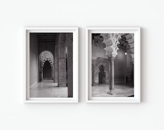 Juego de láminas para puertas marroquíes: Fotografía de arquitectura islámica, arte mural bohemio (descarga digital)