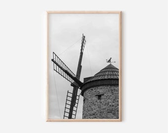 Windmill Print, Rustic Wall Decor, Farmhouse Wall Art, Landscape Art Print, Country Art, Digital Download, Downloadable Photo