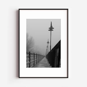 Bridge Walkway Image, Black And White Photo Instant Digital Download, Wall Art Print, BW Photography, Monochrome Print