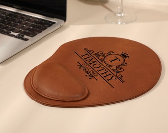 Custom Leather Mouse Pad With Wrist Rest, Gift For Dad, Boss Gift, Gift for Him & Her, Personalized Mouse Pad, Teacher gift, Office Gifts