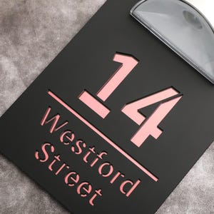 Personalized Solar Laser Door Number, House Number Sign, LED Lit Numbers, Black Mirror Acrylic house sign, Apartment number sign,Door Plaque