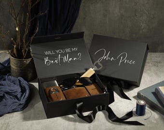 Coffret cadeau personnalisé garçon d'honneur, cadeau décapsuleur/lunettes de soleil/flacon en cuir, cadeaux de mariage, idées cadeaux garçons d'honneur, cadeau papa, cadeau homme