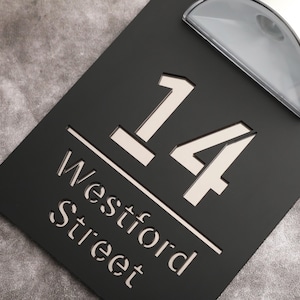 Black Mirror Acrylic House Sign, Personalized House Number Sign, LED Lit Numbers, Solar Laser Door Number, Apartment number sign,Door Plaque