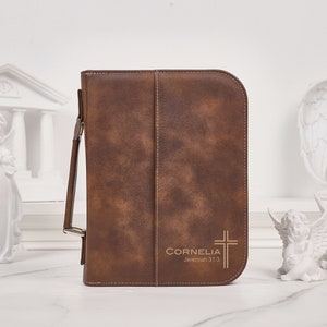 Copertina Bibbia in pelle personalizzata, copertina libro personalizzata, copertina libro personalizzata incisa, regalo religioso, custodia Bibbia personalizzata, copertina libro in pelle