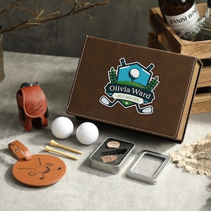 Custom Golf Gift Set, Gift for Golfer, Golf Balls, Golf Bag Tag with Golf Tees, Lawn Tools Ball Markers Set, Personalized Golf Gifts for Men
