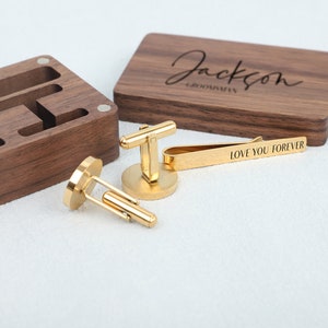 Personalisierte Hochzeit Manschettenknöpfe & Krawattenklammer Set, Trauzeugen Vorschlag, Benutzerdefinierte Manschettenknöpfe, Groomsmen Geschenke, Geschenk für Ihn, Geburtstagsgeschenk Bild 7