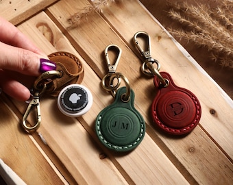 Leather Keychain Holder, Engraved Apple Airtag Case, Personalized AirTag Holder, Dog Airtag, Custom Keychain Leather Case, Office Gifts