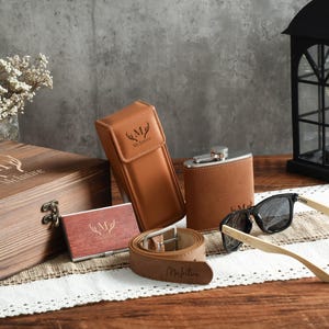 Cadeau personnalisé pour proposition de garçon d'honneur, coffret cadeau pour papa, flacon personnalisé, lunettes de soleil, ceinture, porte-cartes de visite et boîte à montres, cadeaux pour homme, cadeau de mariage