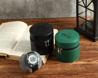 Scatola per orologi in pelle personalizzata, custodia per orologi in pelle su misura, scatola per orologi da viaggio, regalo per testimoni dello sposo, porta orologi, regali per lui, regalo per papà