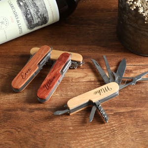 Personalized Multi-tool Wine Opener, Groomsmen Groom Gift, Wooden Corkscrew,Outdoor multifunctional tool,Best Men Gifts,Wedding Party Favors