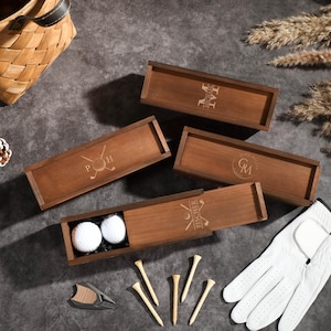 Personalized Groomsmen Gifts Box,Golf Gift Set with Golf Balls,Wooden Gift Set,Golf Gifts for Men,Best Dad by Par,Custom Wooden Keepsake Box