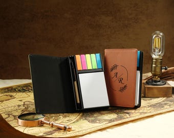 Personalized Sticky Note Holder Gift, Custom Name Sticky Notes with Paper Clips and Pen, Desk Organizer, Teacher Appreciation Gift