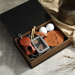 Custom Golf Gift Set, Gift for Golfer, Golf Balls, Golf Bag Tag with Golf Tees, Lawn Tools Ball Markers Set, Personalized Golf Gifts for Men