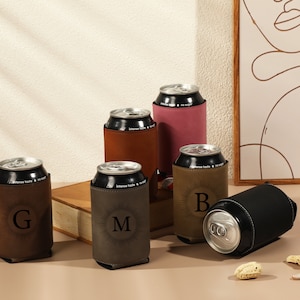 10 Pack Blank Engraved Leather Can Cooler Holders - Personalizable Beer Can Insulators, Great Gift Idea (Brown) - View #5