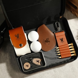 Custom Golf Gift Set, Golf Bag Tag with Golf Tees, Lawn Tools Ball Markers Set, Golf Balls, Gift for Best Golfer, Personalized Gift for him