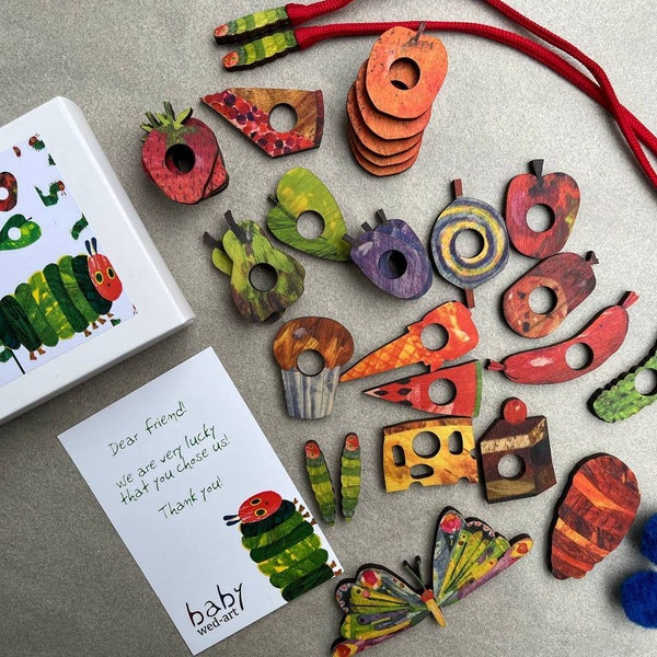 The very hungry caterpillar lacing set in cardboard box