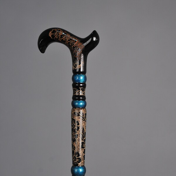 Flower and snake Figured Handmade Walking Stick out of Cornel Wood - Classy and Stylish Cane for Women and Men