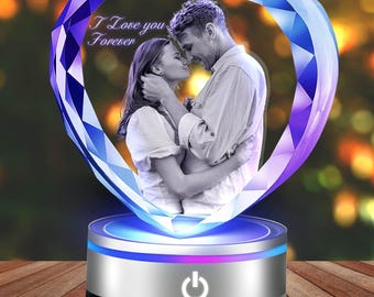 Crystal Photo Customized, Customized Gifts For Women, Crystal Picture Frame Personalized Gifts, Anniversary Birthday Gift For Men,Him,Couple