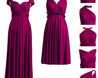 Vestido de dama de honra conversível, modelo infinito bordô, ideal para gestantes.