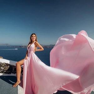 long Satin yellow dress, Flying satin dress, Long train dress, Different colors, Wide and long train, Photo shoot dress, Maternity dress