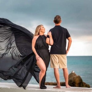 Long Flying Dress | Flying Dress for Photoshoot| Long Train Dress | Photoshoot Dress | Flowy Dress | Satin Dress | Santorini Flying Dress