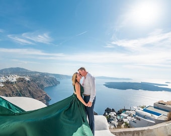 Long Flying Dress | Flying Dress for Photoshoot| Long Train Dress | Photoshoot Dress | Flowy Dress | Satin Dress | Santorini Flying Dress