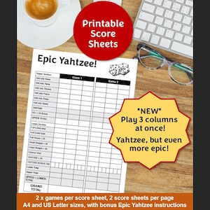 Brand new &quot;Epic Yahtzee&quot;! Printable Yahtzee Score Sheet Template - Epic triple column version