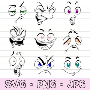 Caras de dibujos animados svg, caras de emoji svg, ojos svg, caras lindas svg, imágenes prediseñadas de emoji, caras divertidas svg, imágenes prediseñadas de dibujos animados, svg, vector de dibujos animados.