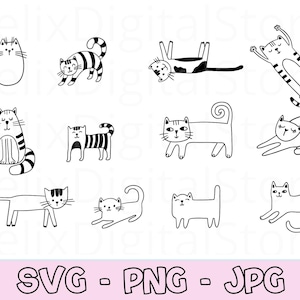 Süße Katzen Svg Dateien, Katzen Svg Bundle, Katzen Gesicht Svg, Katzen Design Svg, Kätzchen Svg, Schwarz und Weiß Katze Svg, Katzen Clipart, Katze Silhouette Svg, PNG.