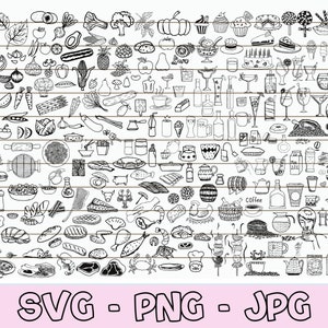 Fast Food Svg, Food Doodle Clipart, Breakfast Svg, Food Svg Bundle, Sweets Svg, Food Vector, Cute Food Svg, Food Clipart, Food Svg File, PNG