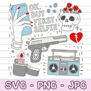 Lindo Sticker Svg Bundle, Doodle Svg, Sticker Clipart, Vector de diseño digital, Pegatinas divertidas imprimibles, Svg dibujado a mano, Descarga digital.